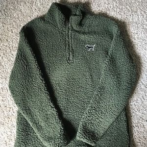 PINK Sherpa quarter zip pullover.